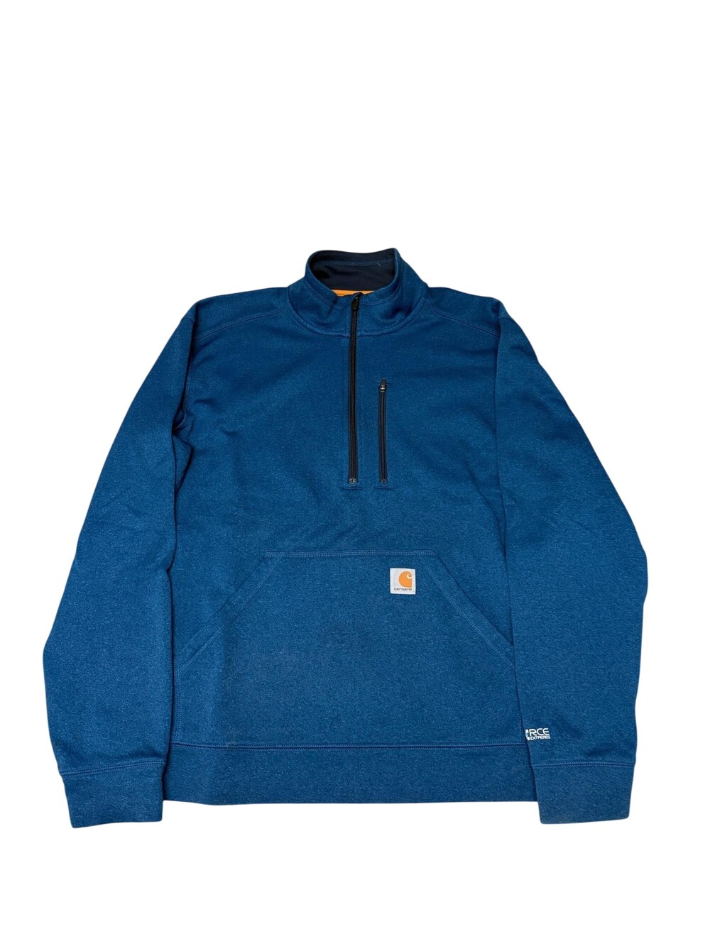 Carhartt Fleece Sweatshirt Mens Large Blue 1/4 Zip Mock Neck Relaxed Fit